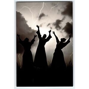 Dramatic Silhouette Photo of Three Women with Lightning Storm 4x6 Glossy